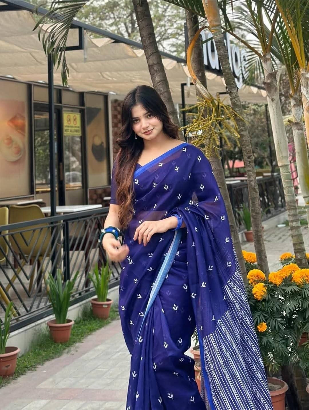 Hot Eid Chanderi silk sharee with blause pcs