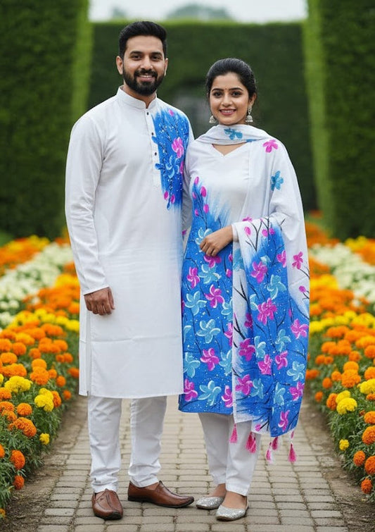 Hot Eid Especial Panjabi Three Piece Couple Set