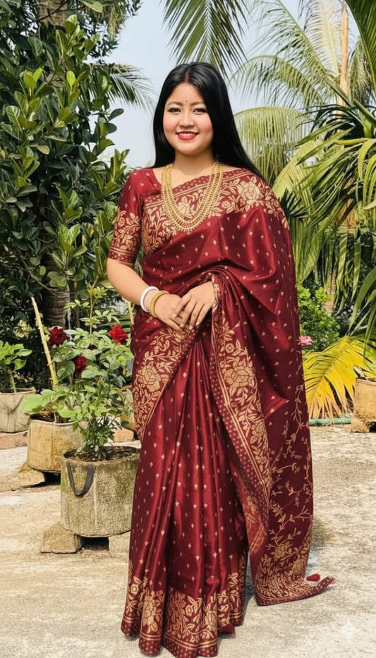 Hot Japani Silk Skin Print Sharee with Blouse Piece