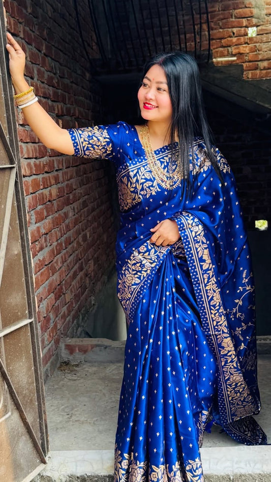 Hot Japani Silk Skin Print Sharee with Blouse Piece