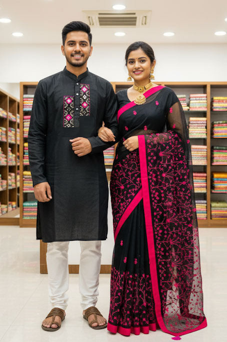 Hot Eid Selling Premium Sharee Panjabi Couple Dress