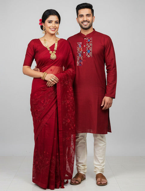 Hot Eid Selling Premium Sharee Panjabi Couple Dress
