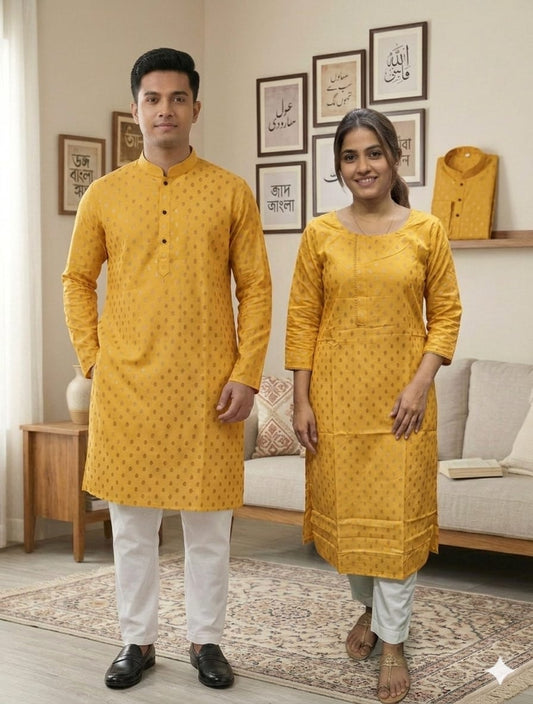 Hot Eid Panjabi Three Piece Couple Set