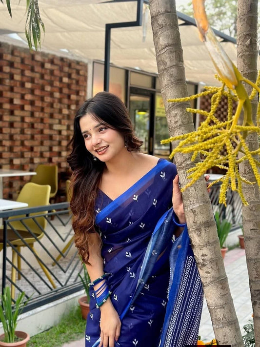 Hot Eid Chanderi silk sharee with blause pcs